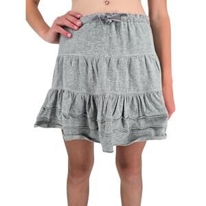Vintage Zawary Juniors Sz L Cotton A Line Skirt Gray Above Knee Tiered
